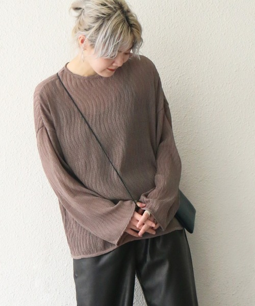 notch.（ノッチ）の「シアー変形プリーツブラウス（シャツ/ブラウス・レディース・ブラウン/オフホワイト/グレー/ブラック・M）」の4枚目の写真