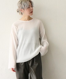 シアー変形プリーツブラウス