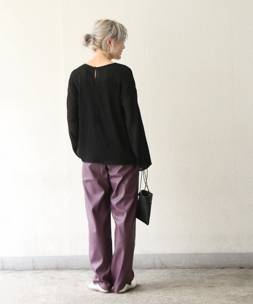 notch.（ノッチ）の「シアー変形プリーツブラウス（シャツ/ブラウス・レディース・ブラウン/オフホワイト/グレー/ブラック・M）」の10枚目の写真