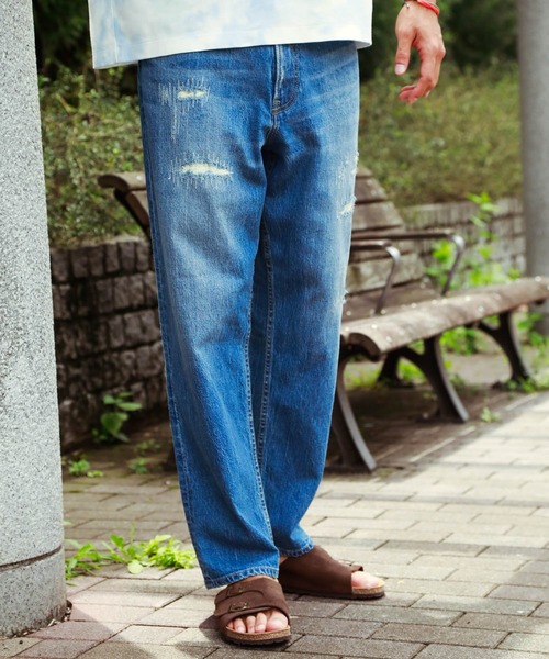 BAYFLOW（ベイフロー）の「デニムワイドストレート 20AW（デニムパンツ・メンズ・ライトブルー/ロイヤルブルー・MEDIUM/LARGE）」の6枚目の写真