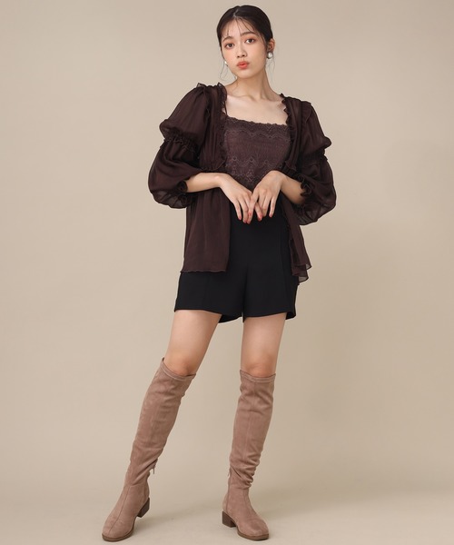 one after another NICE CLAUP(ワンアフターアナザーナイスクラップ)の「シアーフリル羽織(シャツ/ブラウス・レディース・ベージュ/ブラウン/オフホワイト・FREE)」の10枚目の写真