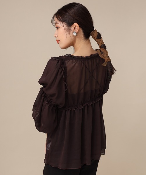 one after another NICE CLAUP(ワンアフターアナザーナイスクラップ)の「シアーフリル羽織(シャツ/ブラウス・レディース・ベージュ/ブラウン/オフホワイト・FREE)」の8枚目の写真