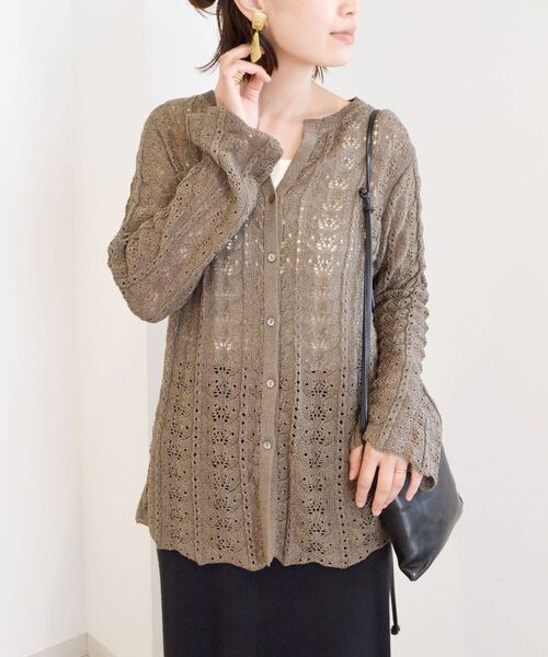 SHIPS(シップス)の「レース2WAYトップス(カーディガン/ボレロ・レディース・ナチュラル/オリーブ・ONE SIZE)」の1枚目の写真