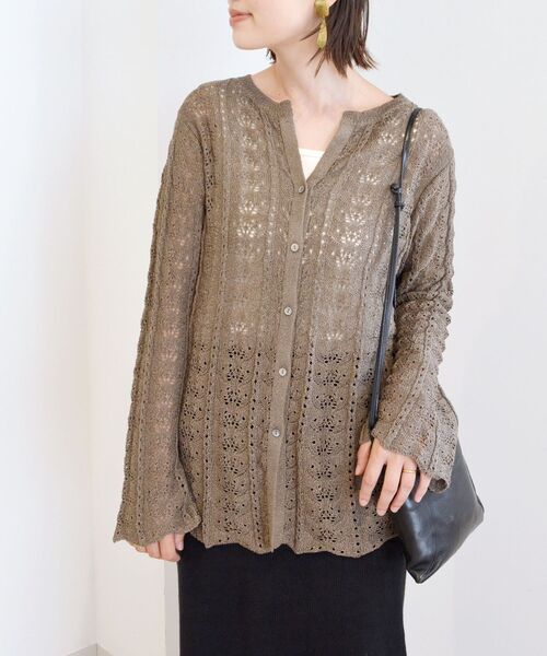 SHIPS(シップス)の「レース2WAYトップス(カーディガン/ボレロ・レディース・ナチュラル/オリーブ・ONE SIZE)」の4枚目の写真