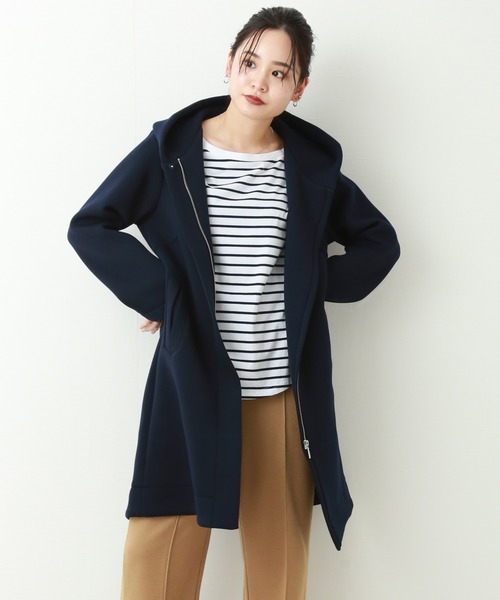 n'ee-ne（ネーネ）の「ダイバー素材　フード付きコート（その他アウター・レディース・カーキ/グレイッシュベージュ/ブラック/ネイビー・M）」の4枚目の写真