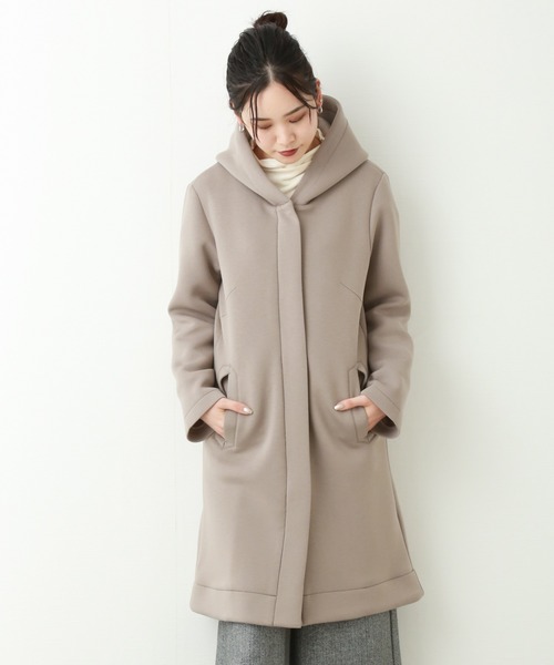 n'ee-ne（ネーネ）の「ダイバー素材　フード付きコート（その他アウター・レディース・カーキ/グレイッシュベージュ/ブラック/ネイビー・M）」の5枚目の写真