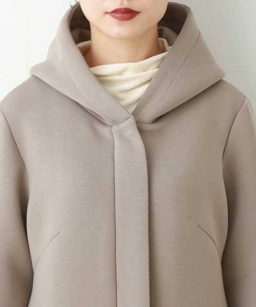 n'ee-ne（ネーネ）の「ダイバー素材　フード付きコート（その他アウター・レディース・カーキ/グレイッシュベージュ/ブラック/ネイビー・M）」の9枚目の写真