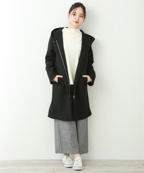 n'ee-ne（ネーネ）の「ダイバー素材　フード付きコート（その他アウター・レディース・カーキ/グレイッシュベージュ/ブラック/ネイビー・M）」の17枚目の写真