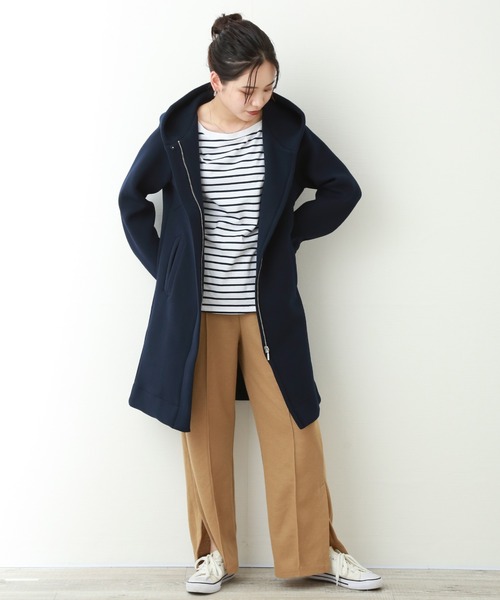 n'ee-ne（ネーネ）の「ダイバー素材　フード付きコート（その他アウター・レディース・カーキ/グレイッシュベージュ/ブラック/ネイビー・M）」の7枚目の写真