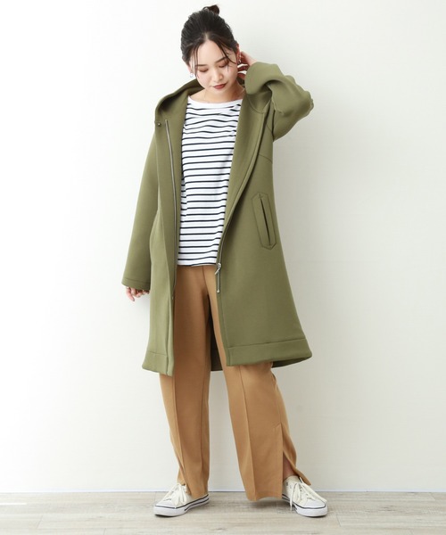 n'ee-ne（ネーネ）の「ダイバー素材　フード付きコート（その他アウター・レディース・カーキ/グレイッシュベージュ/ブラック/ネイビー・M）」の11枚目の写真