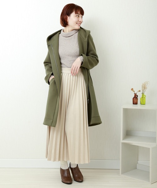 n'ee-ne（ネーネ）の「ダイバー素材　フード付きコート（その他アウター・レディース・カーキ/グレイッシュベージュ/ブラック/ネイビー・M）」の21枚目の写真