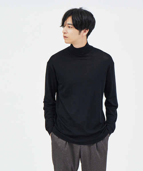 ABAHOUSE(アバハウス)の「【gicipi】CELVO ウール×シルク タートルネック ニット(ニット/セーター・メンズ・ホワイト/ブラック/ベージュ/グリーン・44/46/48)」の2枚目の写真