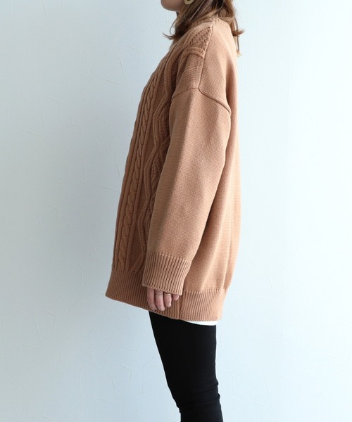 reca（レカ）の「オーバーシルエット ケーブル編みニット（ニット/セーター・レディース・ブラック/ベージュ/ブラウン/アイボリー/グレイッシュベージュ/オフホワイト・FREE）」の13枚目の写真