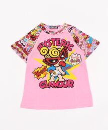 HYSTERIC MINI（ヒステリックミニ）の「DOODLE ポリエステルOポリエステル総柄ラグランTシャツ（Tシャツ/カットソー・キッズ）」
