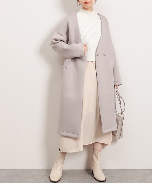 natural couture（ナチュラルクチュール）の「配色ステッチワンピース+ノースリニットベストセット（ワンピース・レディース・アイボリー/ブラック/ライトベージュ・FREE）」の11枚目の写真