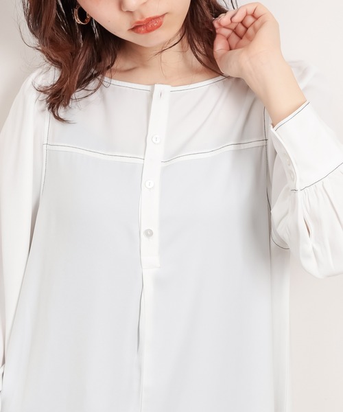 natural couture（ナチュラルクチュール）の「配色ステッチワンピース+ノースリニットベストセット（ワンピース・レディース・アイボリー/ブラック/ライトベージュ・FREE）」の16枚目の写真