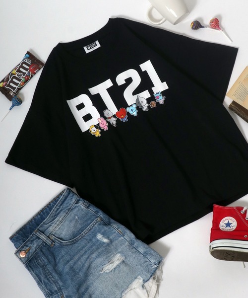 BT21（ビーティーイシビル）の「BT21◆ロゴプリントTシャツ（Tシャツ/カットソー・レディース・ホワイト/ブラック/ホワイト系その他/ブラック系その他・M）」の4枚目の写真