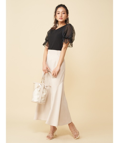 ROYAL PARTY（ロイヤルパーティー）の「袖チュールトップス（Tシャツ/カットソー・レディース・ブラック/オフホワイト/ピンク・FREE）」の16枚目の写真