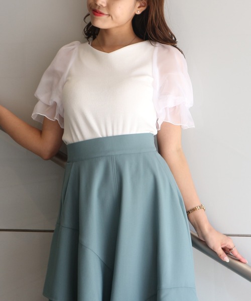 ROYAL PARTY（ロイヤルパーティー）の「袖チュールトップス（Tシャツ/カットソー・レディース・ブラック/オフホワイト/ピンク・FREE）」の21枚目の写真