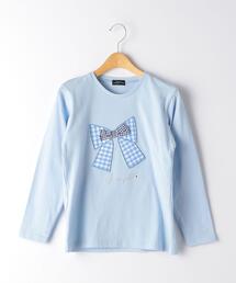green label relaxing（グリーンレーベルリラクシング）の「ギンガムリボンプルオーバー ロングスリーブ（Tシャツ/カットソー・キッズ）」