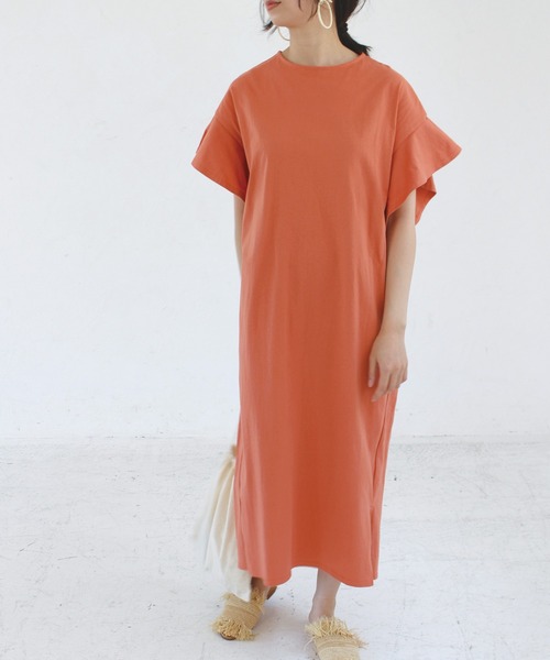 LAVEANGE（ラビアンジェ）の「ドライタッチ天竺 コットンワンピース（ワンピース・レディース・ブラック/ベージュ/パープル/オレンジ/アイボリー・M）」の5枚目の写真