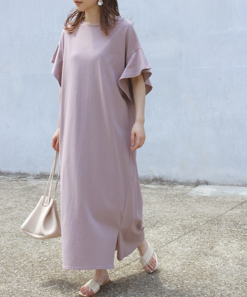 LAVEANGE（ラビアンジェ）の「ドライタッチ天竺 コットンワンピース（ワンピース・レディース・ブラック/ベージュ/パープル/オレンジ/アイボリー・M）」の20枚目の写真