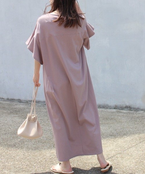 LAVEANGE（ラビアンジェ）の「ドライタッチ天竺 コットンワンピース（ワンピース・レディース・ブラック/ベージュ/パープル/オレンジ/アイボリー・M）」の19枚目の写真