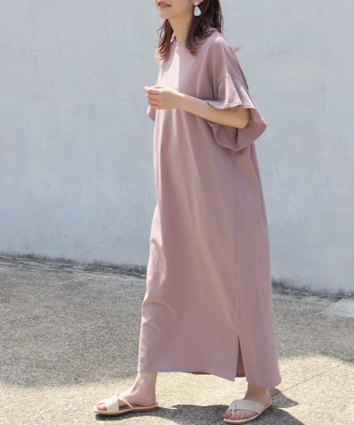 LAVEANGE（ラビアンジェ）の「ドライタッチ天竺 コットンワンピース（ワンピース・レディース・ブラック/ベージュ/パープル/オレンジ/アイボリー・M）」の18枚目の写真