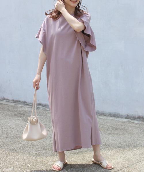 LAVEANGE（ラビアンジェ）の「ドライタッチ天竺 コットンワンピース（ワンピース・レディース・ブラック/ベージュ/パープル/オレンジ/アイボリー・M）」の21枚目の写真