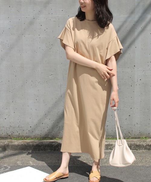 LAVEANGE（ラビアンジェ）の「ドライタッチ天竺 コットンワンピース（ワンピース・レディース・ブラック/ベージュ/パープル/オレンジ/アイボリー・M）」の10枚目の写真