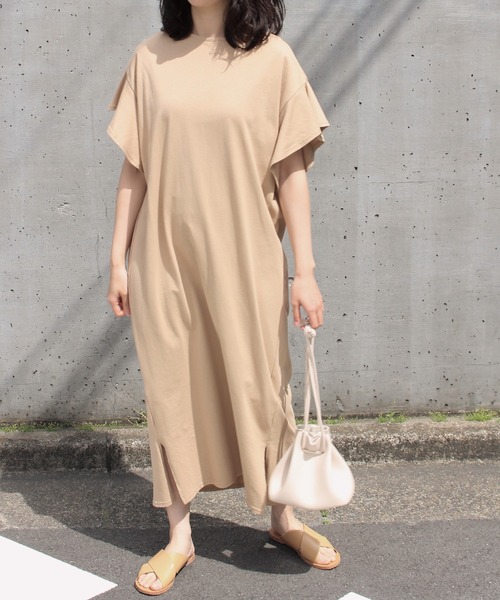 LAVEANGE（ラビアンジェ）の「ドライタッチ天竺 コットンワンピース（ワンピース・レディース・ブラック/ベージュ/パープル/オレンジ/アイボリー・M）」の16枚目の写真