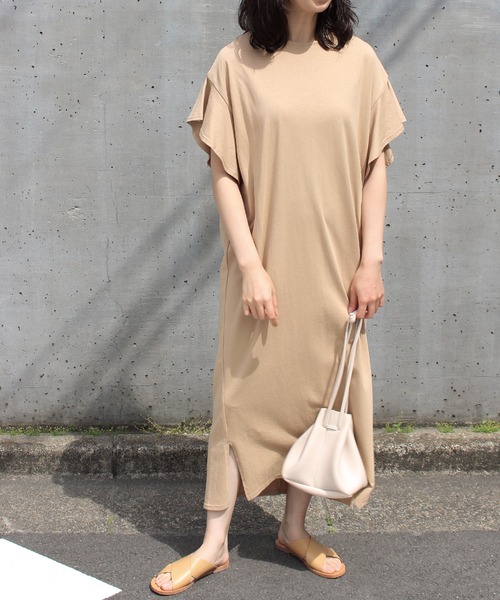 LAVEANGE（ラビアンジェ）の「ドライタッチ天竺 コットンワンピース（ワンピース・レディース・ブラック/ベージュ/パープル/オレンジ/アイボリー・M）」の15枚目の写真