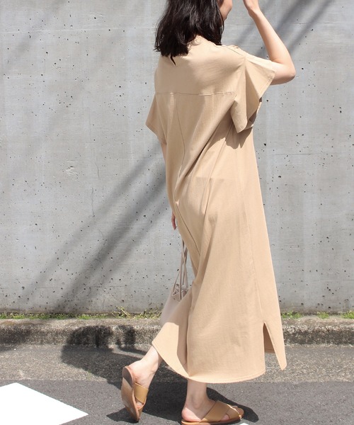 LAVEANGE（ラビアンジェ）の「ドライタッチ天竺 コットンワンピース（ワンピース・レディース・ブラック/ベージュ/パープル/オレンジ/アイボリー・M）」の13枚目の写真