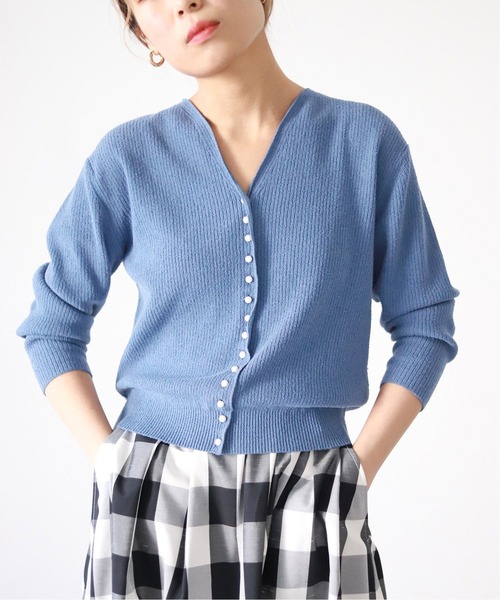 SLOBE IENA（スローブイエナ）の「コットンナイロンブークレー ショートレングスニット◆（ニット/セーター・レディース・ブラック/ブルー/ピンク・FREE）」の6枚目の写真