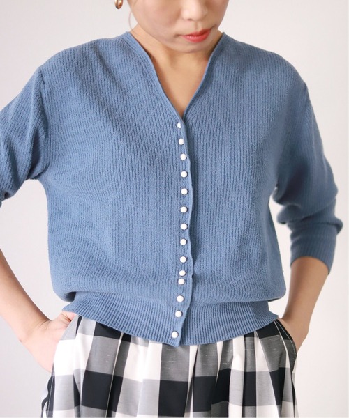 SLOBE IENA（スローブイエナ）の「コットンナイロンブークレー ショートレングスニット◆（ニット/セーター・レディース・ブラック/ブルー/ピンク・FREE）」の11枚目の写真