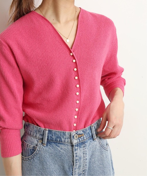 SLOBE IENA（スローブイエナ）の「コットンナイロンブークレー ショートレングスニット◆（ニット/セーター・レディース・ブラック/ブルー/ピンク・FREE）」の20枚目の写真