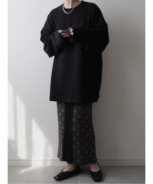 ISOOK（アイスー）の「オーバーサイズロンT / レイヤード ルーズトップス  5色展開（Tシャツ/カットソー・レディース・ホワイト/ブラック/アイボリー/ベージュ/ブラウン・FREE）」の6枚目の写真