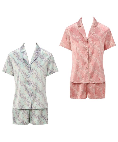 AMOSTYLE BY Triumph（アモスタイルバイトリンプ）の「ハーバルガーデン 半袖パジャマセットAMSTNW05 Top + BTM42-F JX（ルームウェア/パジャマ・レディース・グリーン/レッド・M/L）」の3枚目の写真