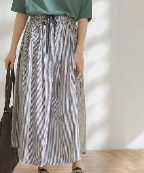 FORK&SPOON（フォークアンドスプーン）の「FORK&SPOON　シャツテイルギャザースカート（スカート・レディース・チャコールグレー/ライトブルー/ブラック・ONE）」の3枚目の写真