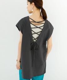 koe | バックレースアップフレンチスリーブＴ＊(Tシャツ/カットソー)