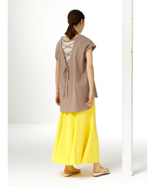 koe（コエ）の「バックレースアップフレンチスリーブＴ＊（Tシャツ/カットソー・レディース・サックスブルー/チャコールグレー/ベージュ・FREE）」の22枚目の写真