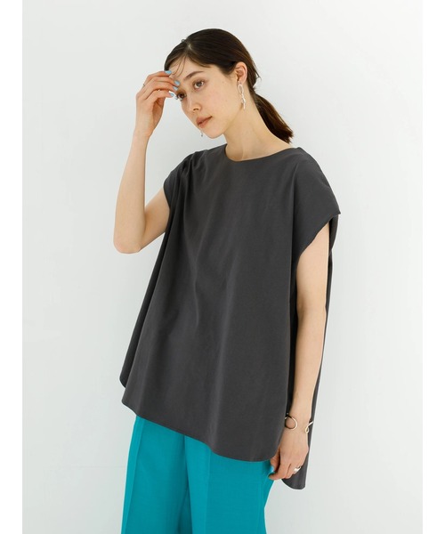 koe（コエ）の「バックレースアップフレンチスリーブＴ＊（Tシャツ/カットソー・レディース・サックスブルー/チャコールグレー/ベージュ・FREE）」の19枚目の写真