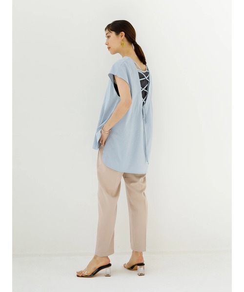 koe（コエ）の「バックレースアップフレンチスリーブＴ＊（Tシャツ/カットソー・レディース・サックスブルー/チャコールグレー/ベージュ・FREE）」の15枚目の写真
