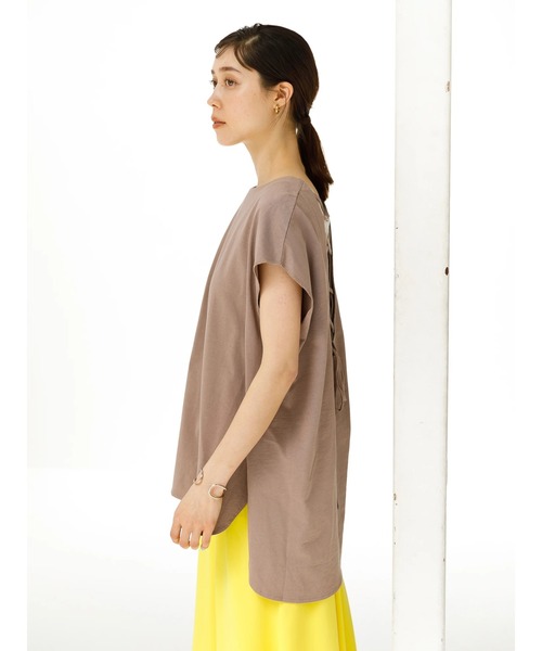 koe（コエ）の「バックレースアップフレンチスリーブＴ＊（Tシャツ/カットソー・レディース・サックスブルー/チャコールグレー/ベージュ・FREE）」の18枚目の写真