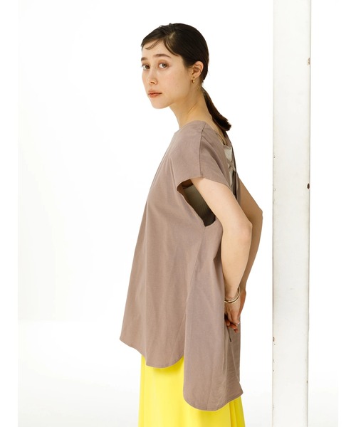 koe（コエ）の「バックレースアップフレンチスリーブＴ＊（Tシャツ/カットソー・レディース・サックスブルー/チャコールグレー/ベージュ・FREE）」の13枚目の写真