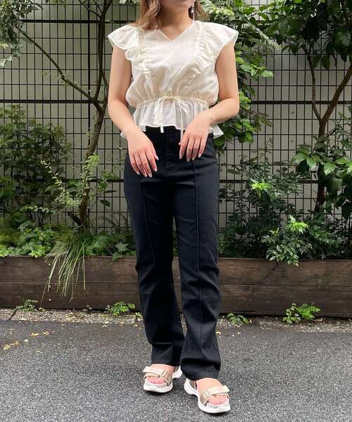 MAJESTIC LEGON（マジェスティックレゴン）の「ハイウエストレディパンツ（その他パンツ・レディース・ブラック/ネイビー/サックスブルー・SMALL/MEDIUM）」の4枚目の写真