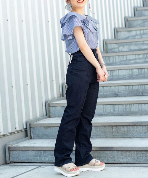 MAJESTIC LEGON（マジェスティックレゴン）の「ハイウエストレディパンツ（その他パンツ・レディース・ブラック/ネイビー/サックスブルー・SMALL/MEDIUM）」の5枚目の写真