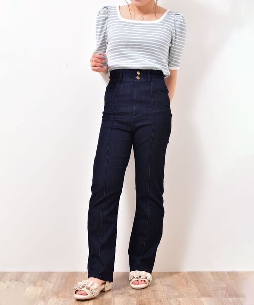 MAJESTIC LEGON（マジェスティックレゴン）の「ハイウエストレディパンツ（その他パンツ・レディース・ブラック/ネイビー/サックスブルー・SMALL/MEDIUM）」の12枚目の写真