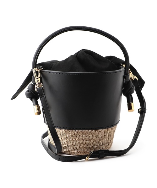 VIOLAd'ORO（ヴィオラドーロ）の「VIOLAdORO / ショルダーストラップ付きレザーコンビバケットバッグ（かごバッグ・レディース・ブラック・FREE）」の8枚目の写真