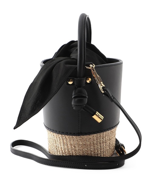 VIOLAd'ORO（ヴィオラドーロ）の「VIOLAdORO / ショルダーストラップ付きレザーコンビバケットバッグ（かごバッグ・レディース・ブラック・FREE）」の5枚目の写真